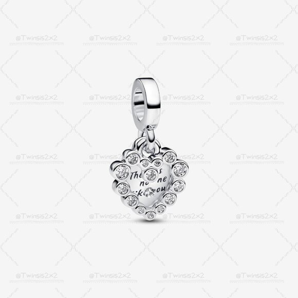 Pandora Sparkling Heart Double Dangle Charm - Picture 1 of 6